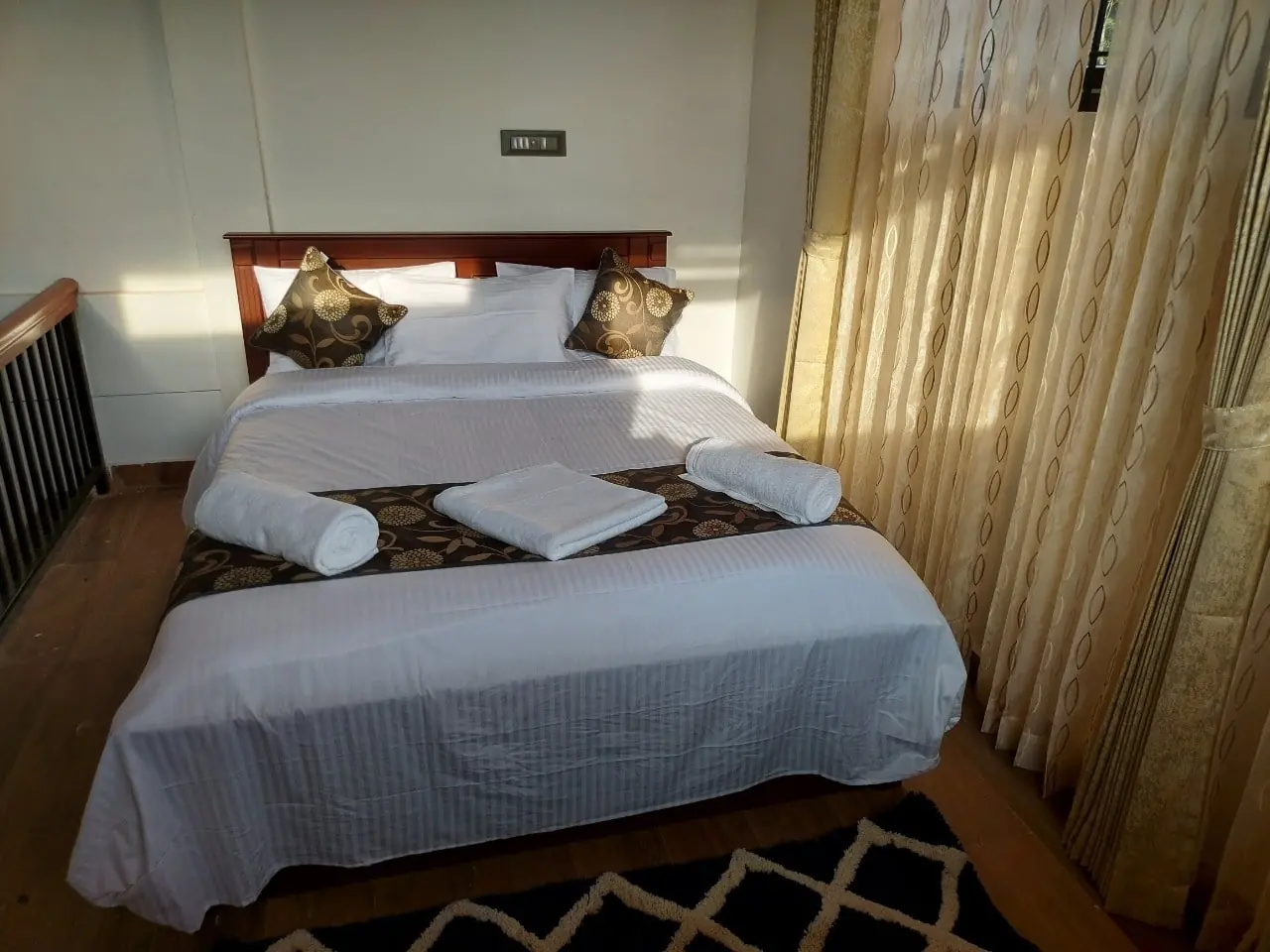 Double bed with fresh linen