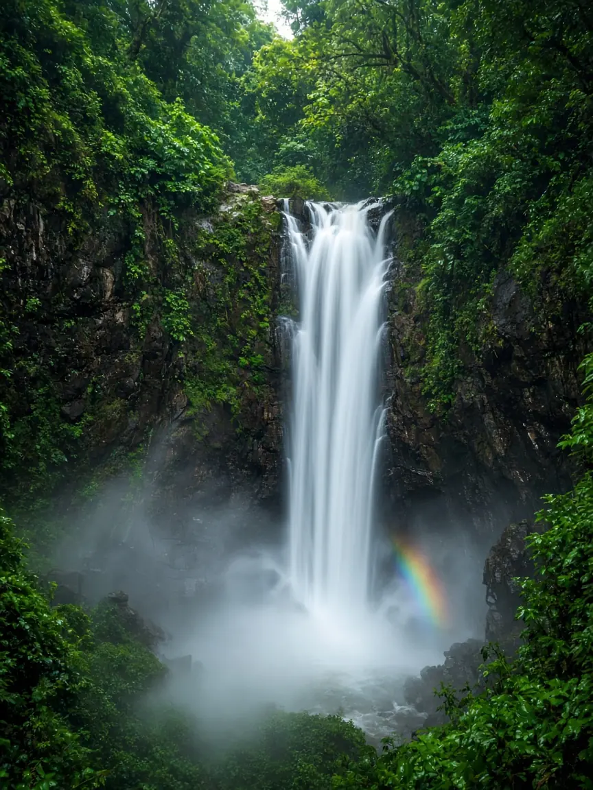 Waterfall in a Western Ghats rainforest